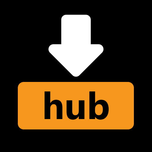White download arrow above an orange hub badge