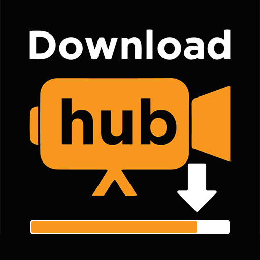 Download Videos wordmark with orange filmstrip, camera, and download arrow
