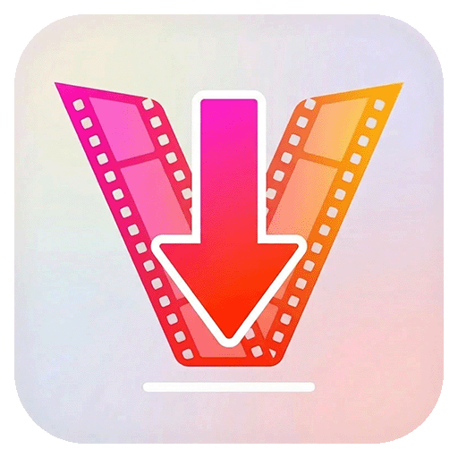 Download Videos wordmark with orange filmstrip, camera, and download arrow