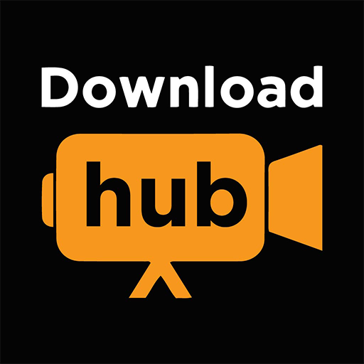 Download Hub text with an orange video camera graphic